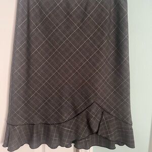 White House Black Market Charcoal Plaid A-Line Skirt
